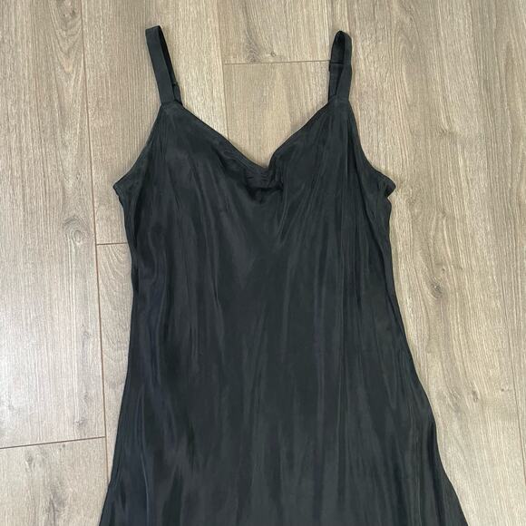 J Crew Gwyneth V-Neck Slip Cupro Blend Black Party Dress US Womens 14 NEW - Picture 5 of 7